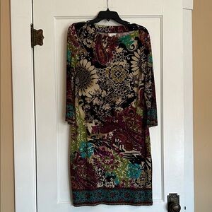 ECI Multicolor Floral 3/4 Length Sleeve Dress
